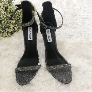 Steve Madden Realov-r Black Rhinestone Sandals 8.5